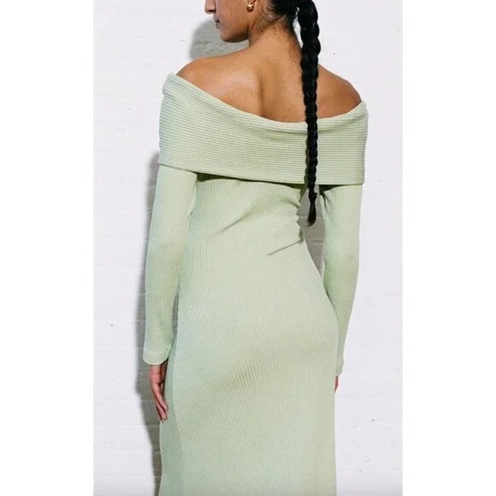 NWT Mara Hoffman Emery Sweater Dress Green Rib Knit Off Shoulder Midi‎ Size XS - Picture 8 of 15